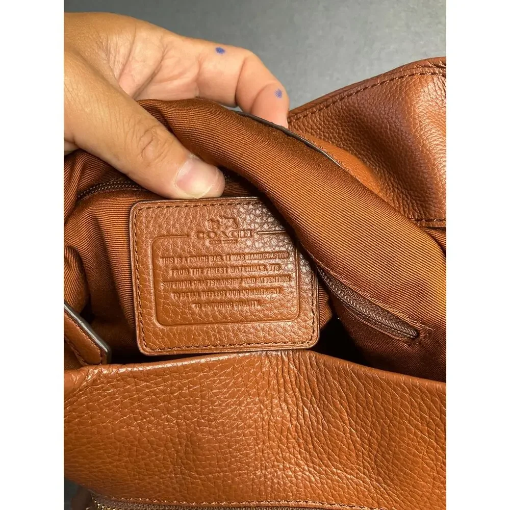 Coach Madison Phoebe Leather Shoulder Bag Pebbled Brown 3 Compartments